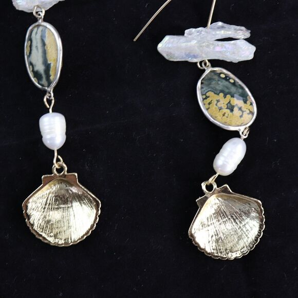 Pearl Seashell Drop Earrings, MSRP $145.00 - Picture 4 of 4